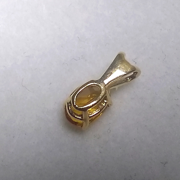 Mini 14KT Gold Oval Citrine & Diamond Vntg Charm / Pendant Clyde Duneier - Picture 4 of 5